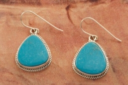 Genuine Kingman Turquoise Sterling Silver Native American Earrings